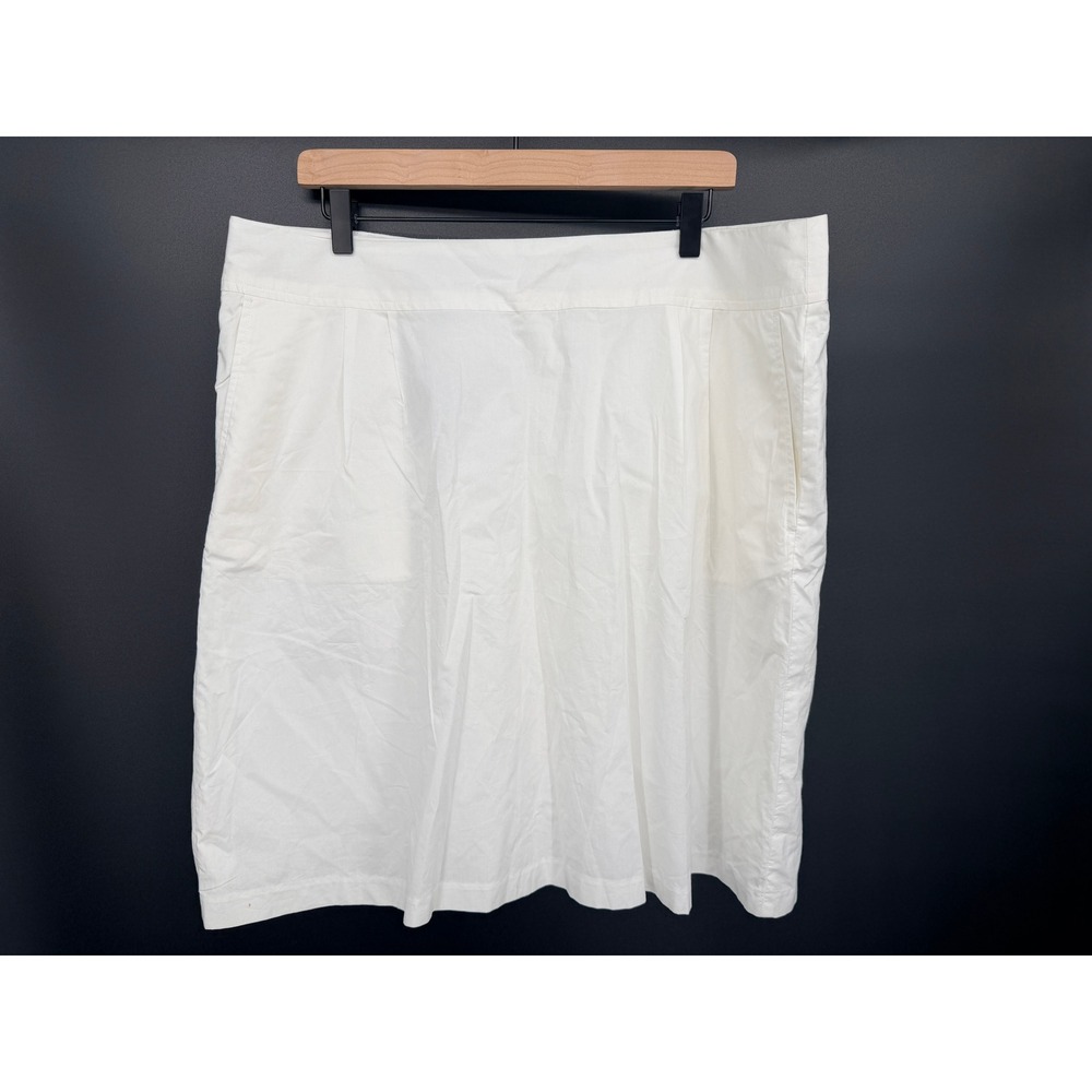 Lands' End Poplin Skirt Women 16 White NWT Lightweight Cotton Knee Length